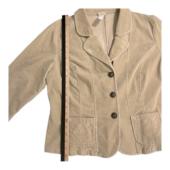 Vtg Venezia Tan Corduroy Jacket Women’s Size Embroidered Pockets & Back Detail - Picture 8 of 14